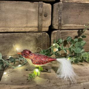 Sparkle Red Bird Clip Ornament