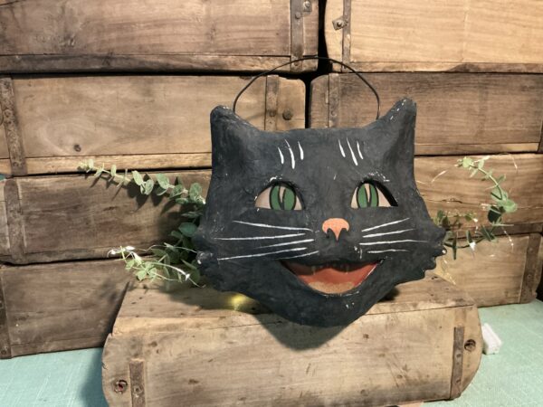Vintage Happy Cat Bucket Paper Mache