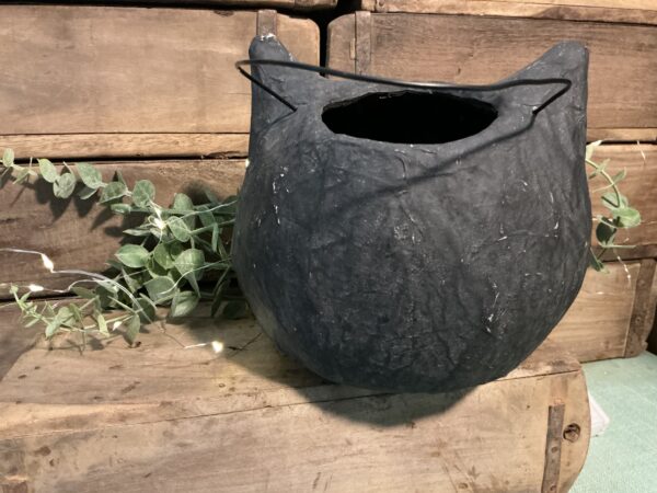 Vintage Happy Cat Bucket Paper Mache - Image 3