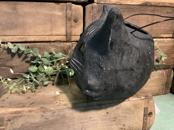 Vintage Happy Cat Bucket Paper Mache - Image 4