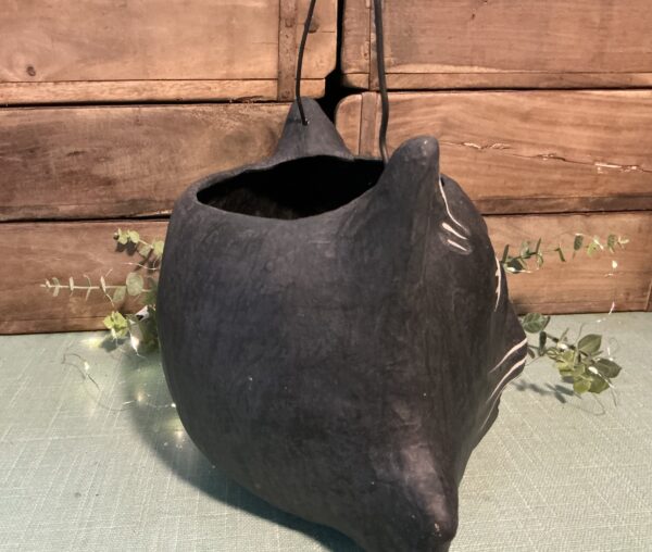 Amusing Black Cat Bucket Paper Mache - Image 4