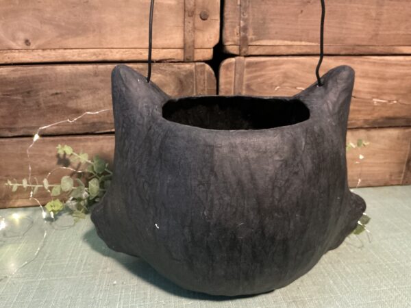 Amusing Black Cat Bucket Paper Mache - Image 3