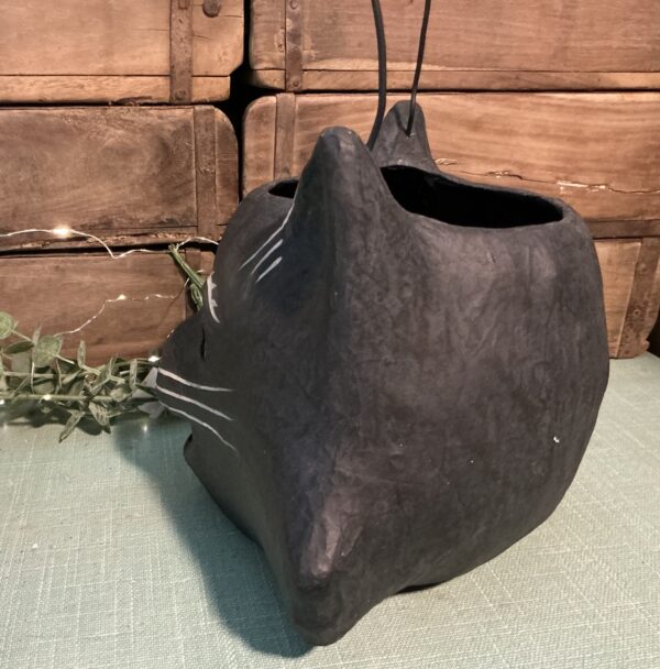 Amusing Black Cat Bucket Paper Mache - Image 2