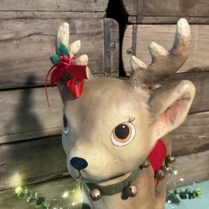 Retro Reindeer with Bells Paper Mache (large)
