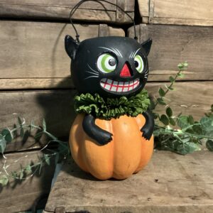 Vintage Black Cat in Pumpkin