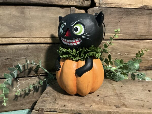 Vintage Black Cat in Pumpkin - Image 3