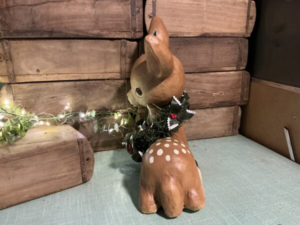 Sweet Fawn with Wreath Paper Mache - Image 3