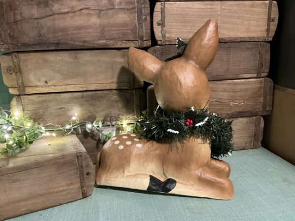 Sweet Fawn with Wreath Paper Mache - Image 2