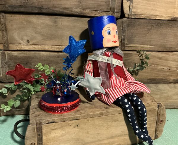 Miss Liberty Gathered Traditions Box Head Art Doll - Image 4