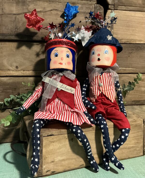 Miss Liberty Gathered Traditions Box Head Art Doll - Image 5